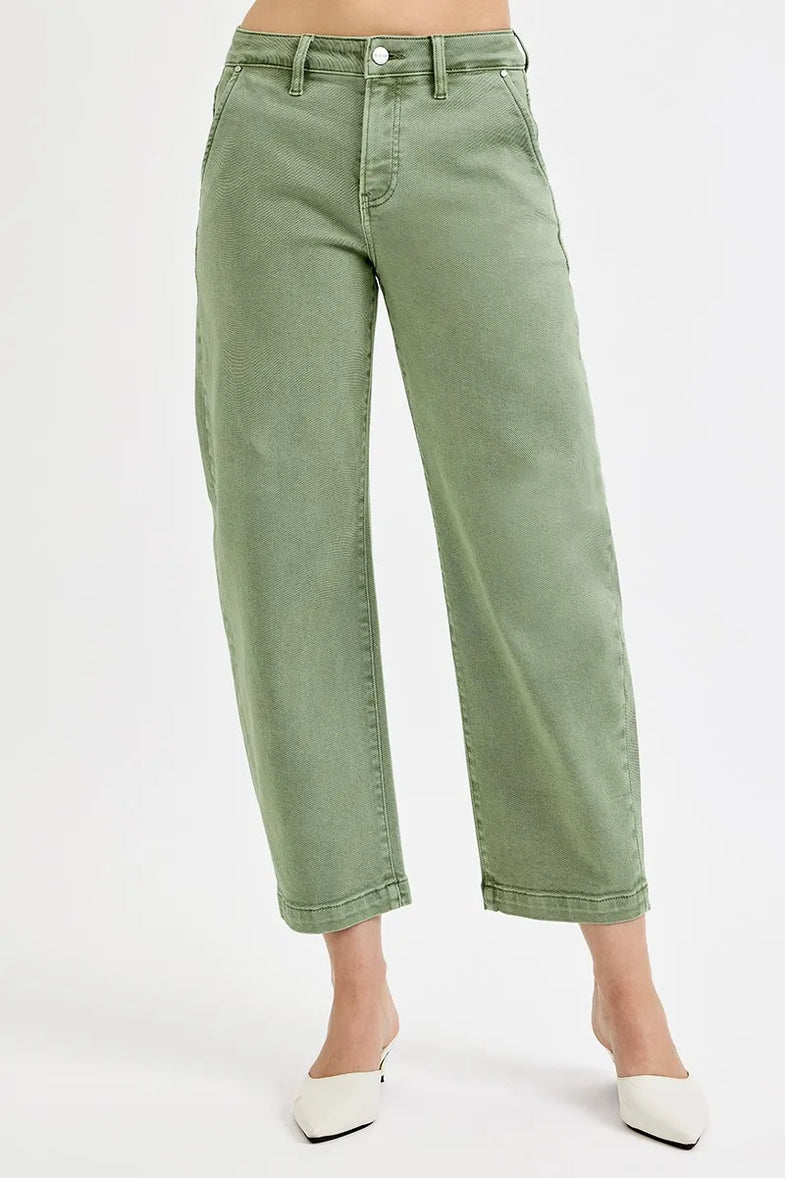 RISEN Full Size Tummy Control High Rise Crop Barrel Jeans Plus Size - SwagglyLife Home & Fashion